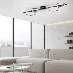 Schwarze LED Deckenlampe Metall 120 cm länglich 4850 lm