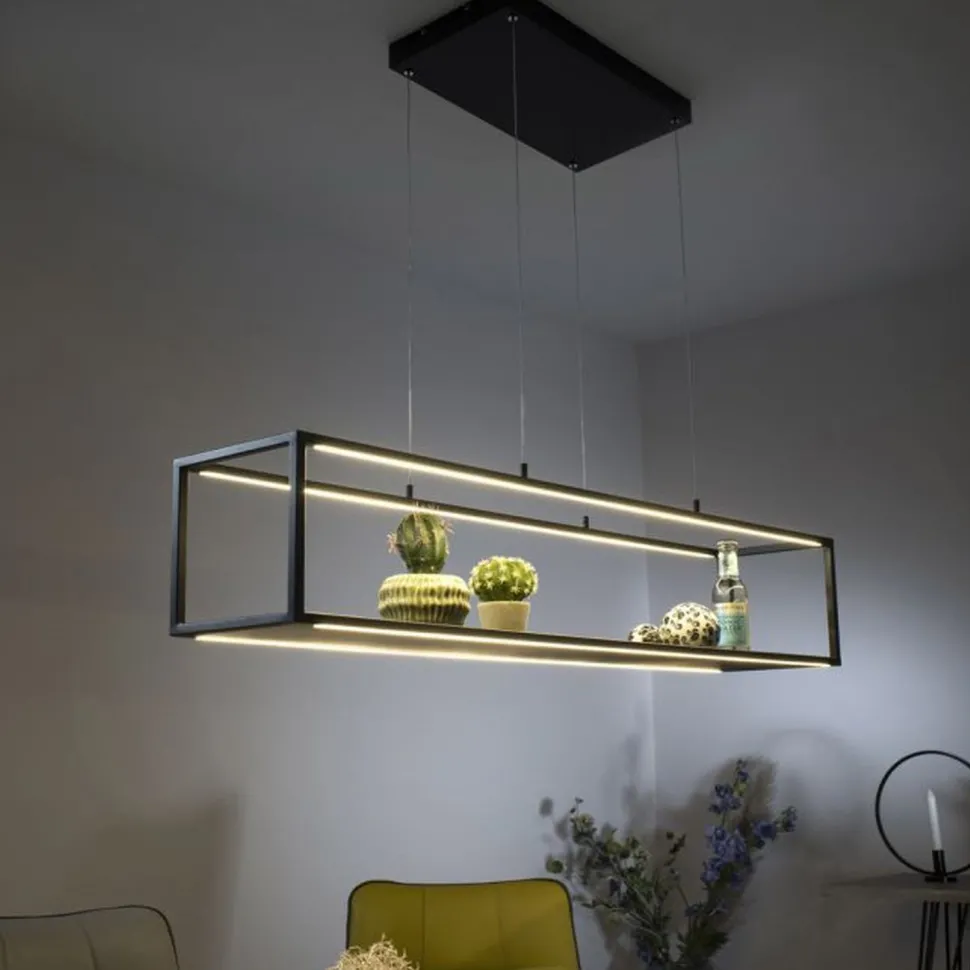 Schwarze LED Hängelampe dimmbar Touch 105 cm Memory