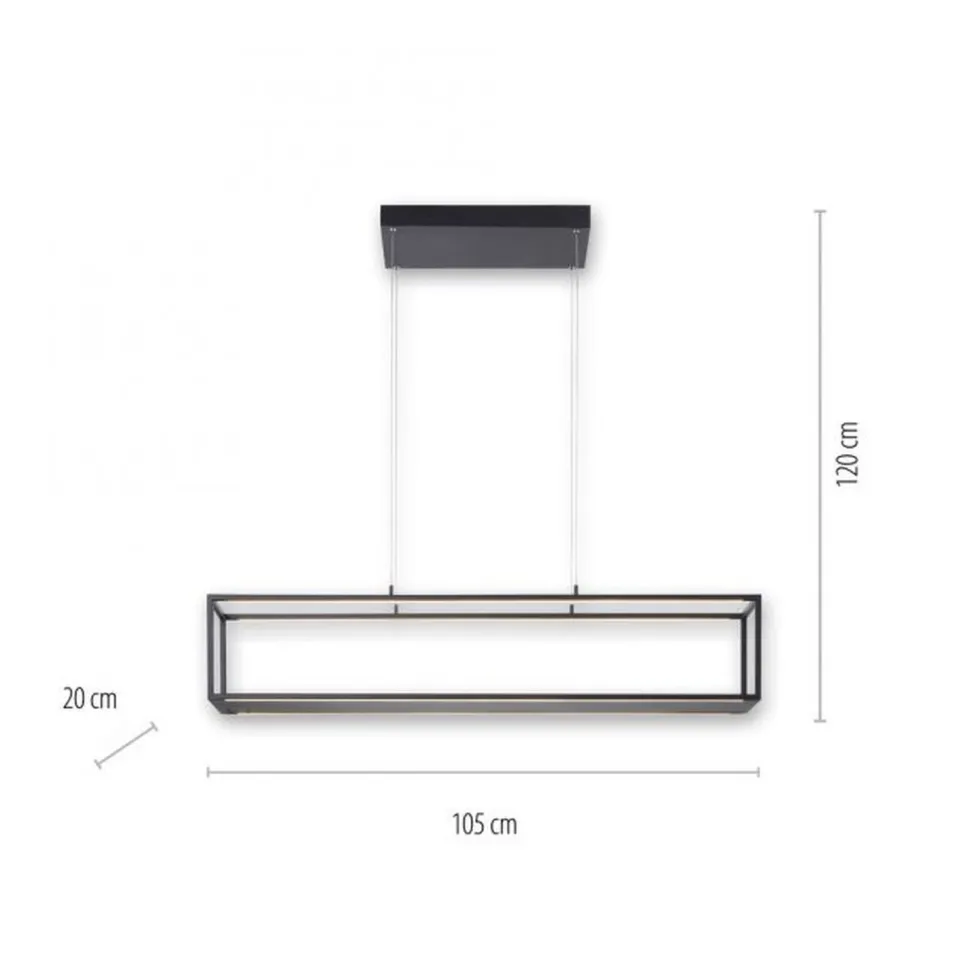 Schwarze LED Hängelampe dimmbar Touch 105 cm Memory
