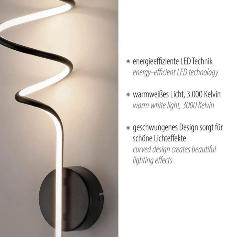 Schwarze LED Wandleuchte Metall warmweiß 3000 K 2330 lm