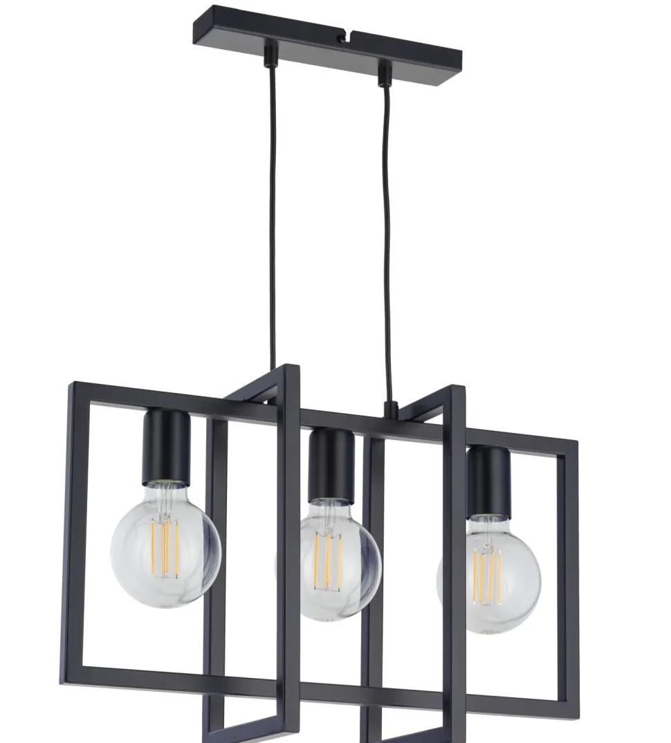 Schwarze Pendelleuchte 3-flammig Metall E27 Modern