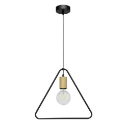 Schwarze Pendelleuchte Holz Metall Dreieck E27