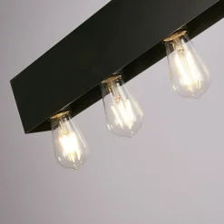 Schwarze Pendelleuchte Metall E27 8-flmg 80 cm lang