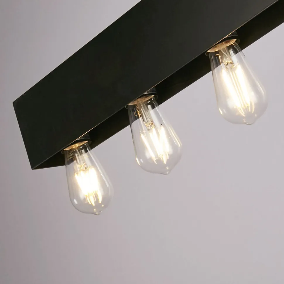 Schwarze Pendelleuchte Metall E27 8-flmg 80 cm lang