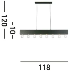 Schwarze Pendelleuchte Metall E27 8-flmg 80 cm lang