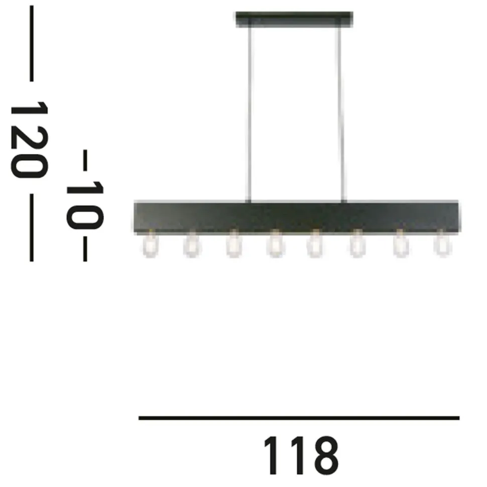 Schwarze Pendelleuchte Metall E27 8-flmg 80 cm lang