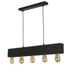 Schwarze Pendelleuchte Metall 5-flmg E27 80 cm länglich