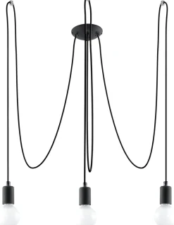 Schwarze Pendelleuchte Retro 3-flammig max. 3 m flexibel