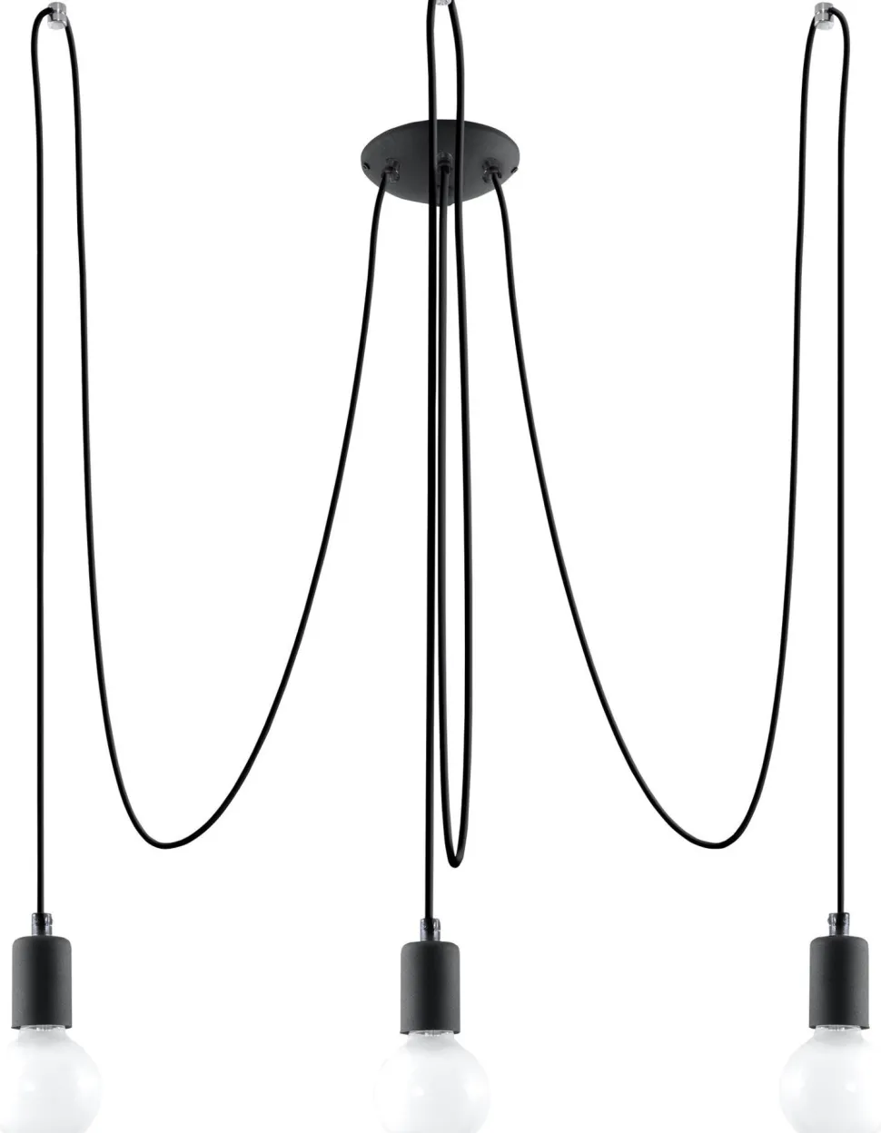 Schwarze Pendelleuchte Retro 3-flammig max. 3 m flexibel