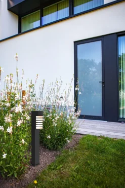 Schwarze Sockelleuchte Aluminium H:75 cm IP54 E27