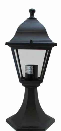 Schwarze Sockelleuchte außen 38 cm klein Rustikal