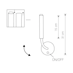 Schwarze Wandlampe mit Schalter G9 Echt-Messing