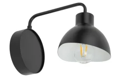 Schwarze Wandlampe Weiß Metall H:19 cm E27 stylisch