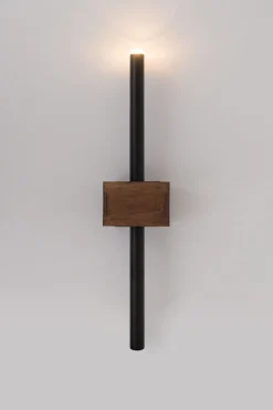 Schwarze Wandleuchte Metall Holz G9 B:11 cm wohnlich