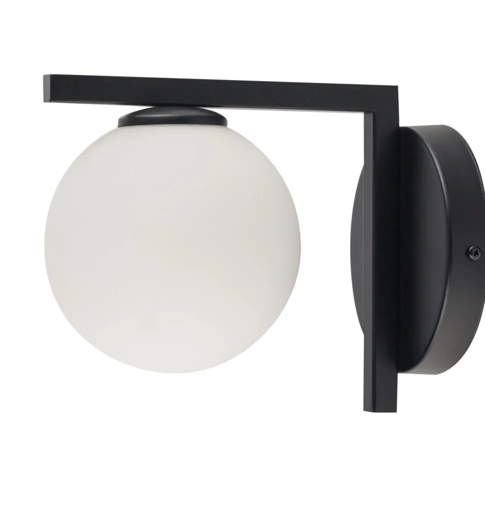 Schwarze Wandleuchte Metall Glas G9 B:14 cm Modern