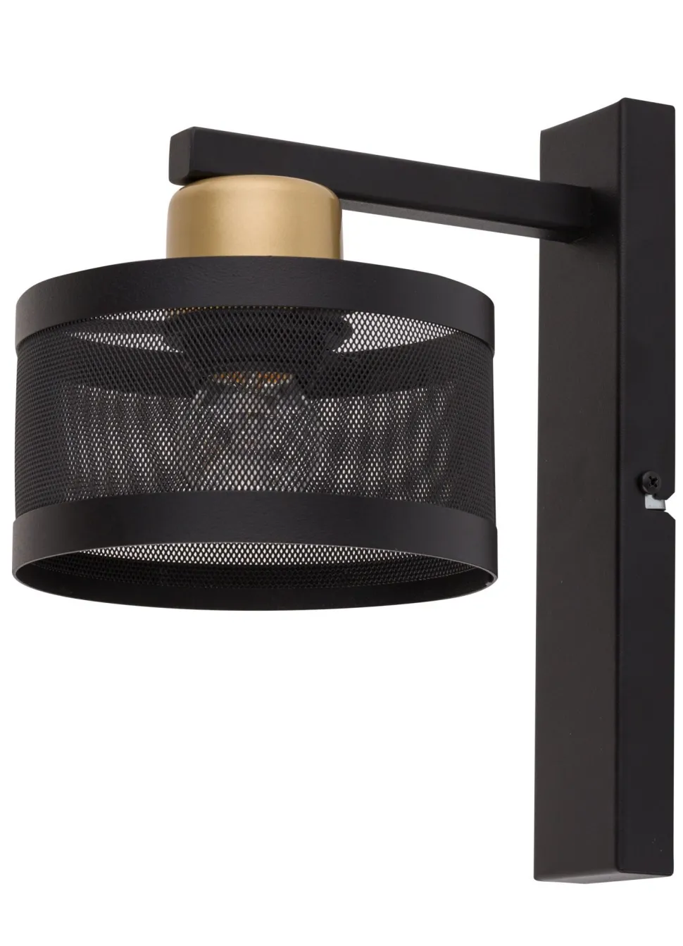 Schwarze Wandleuchte Metall Gold Akzent T:22 cm elegant