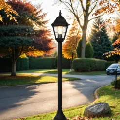 Schwarze Wegeleuchte wetterfest H:109cm LEADWORTH