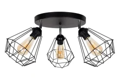 Schwarzer Deckenspot flexibel Metall E27 L:55 cm 3-flmg