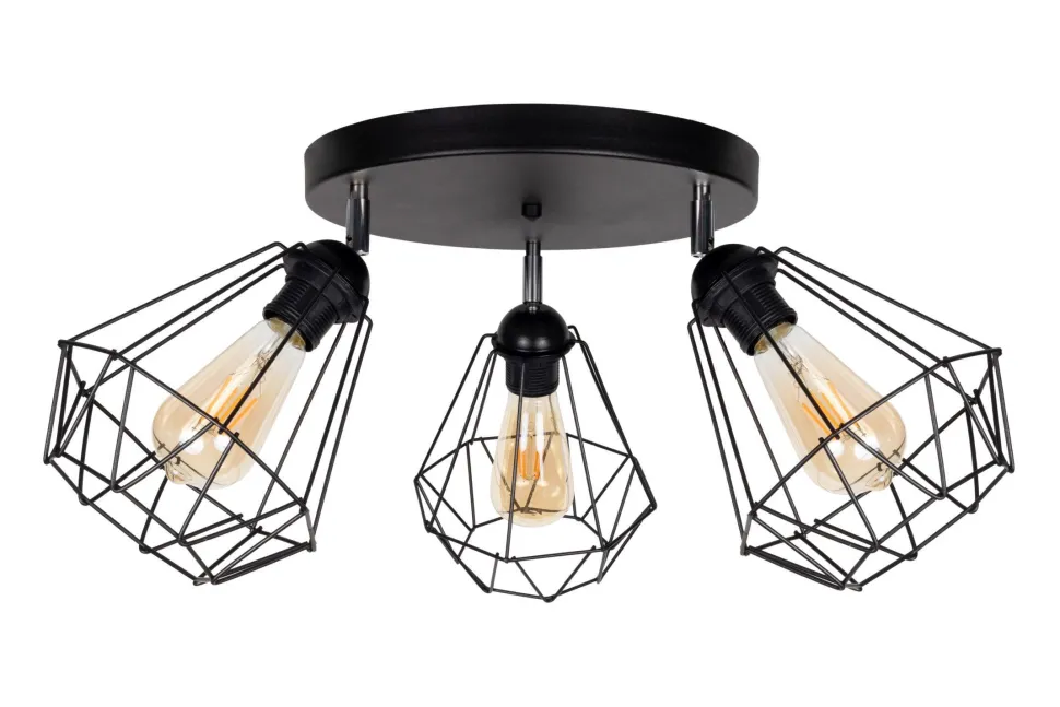 Schwarzer Deckenspot flexibel Metall E27 L:55 cm 3-flmg