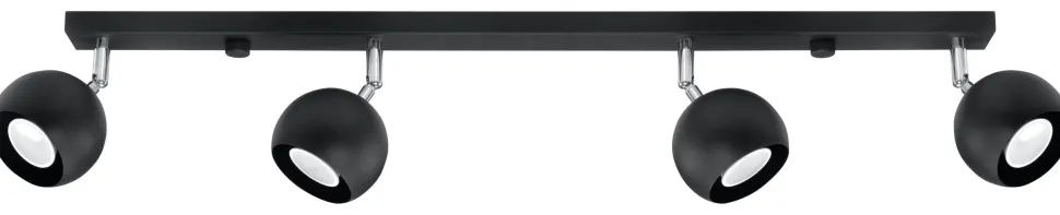 Schwarzer Strahler Stahl 4-flammig 80cm lang Retro GU10