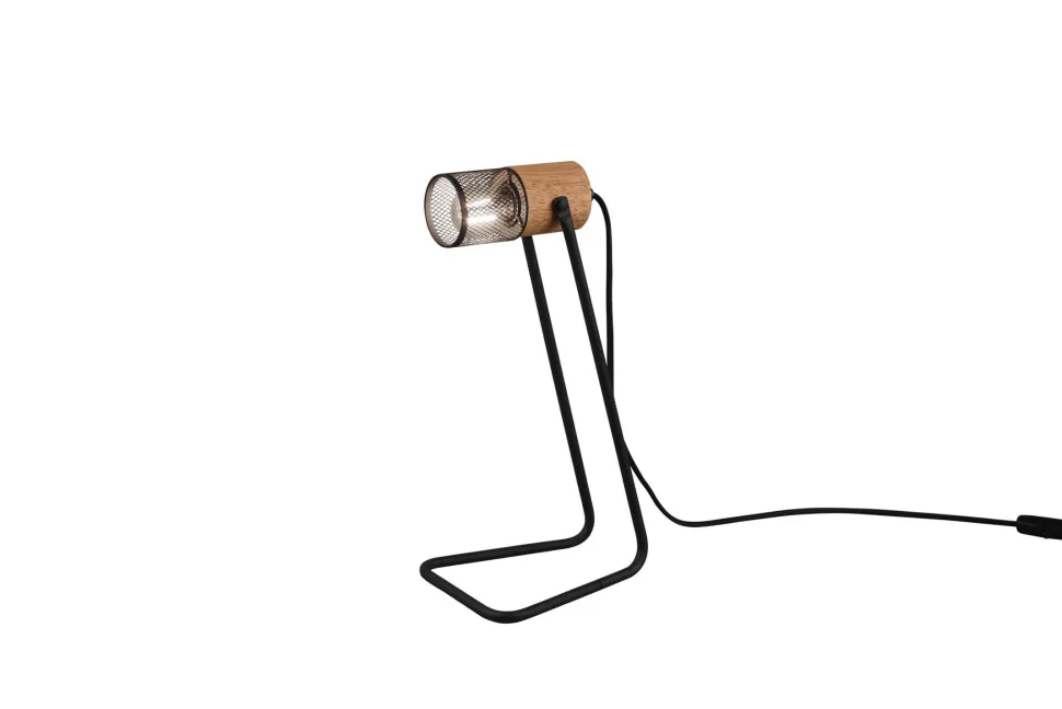 Schwenkbare Schreibtischlampe Metall Holz 40 cm E14