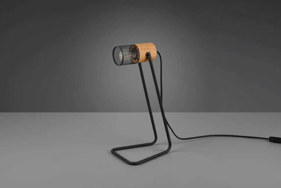 Schwenkbare Schreibtischlampe Metall Holz 40 cm E14