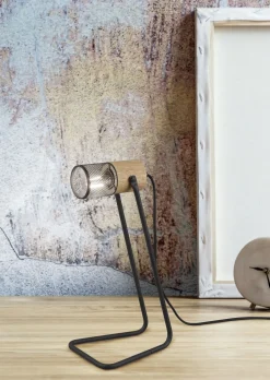 Schwenkbare Schreibtischlampe Metall Holz 40 cm E14