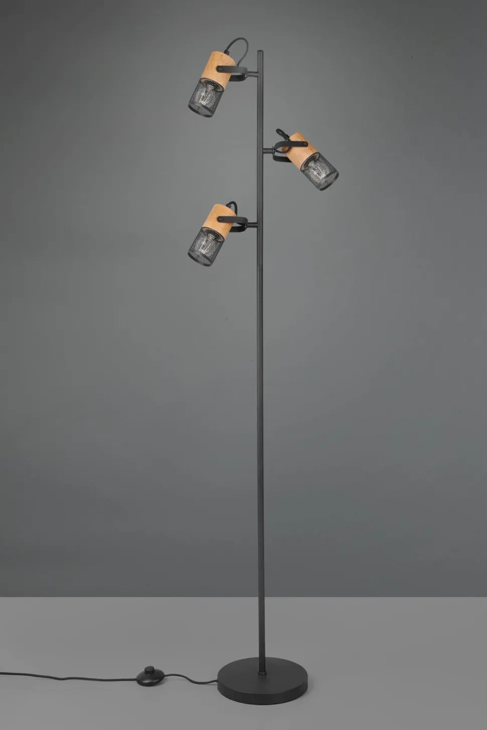 Schwenkbare Stehlampe Metall Holz 150 cm E14 Vintage