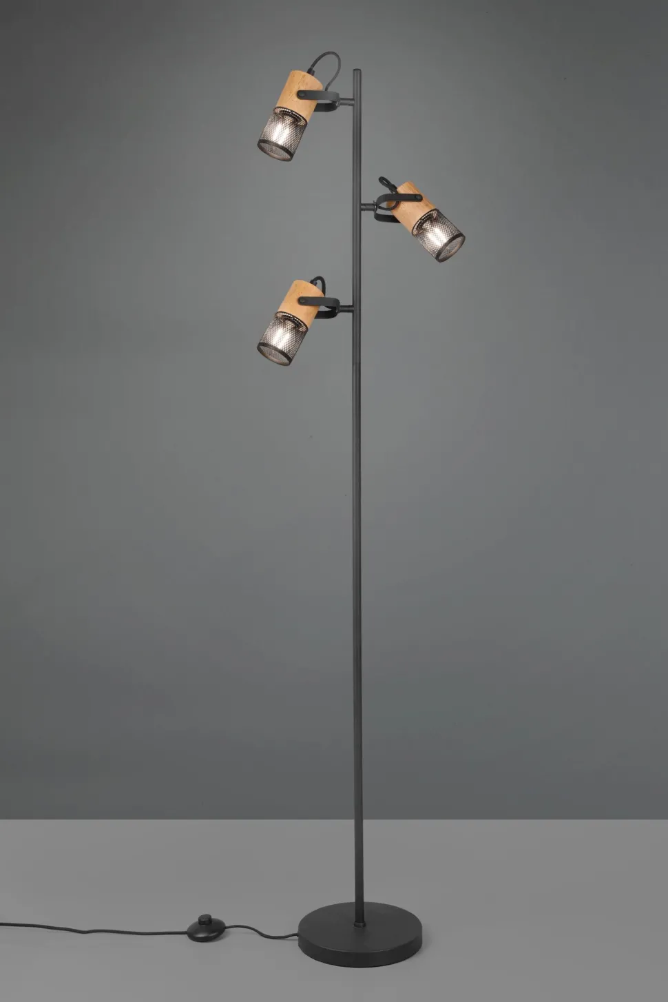 Schwenkbare Stehlampe Metall Holz 150 cm E14 Vintage