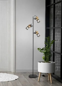 Schwenkbare Stehlampe Metall Holz 150 cm E14 Vintage