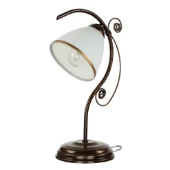 Shabby braune Tischlampe Metall 39cm Jugendstil