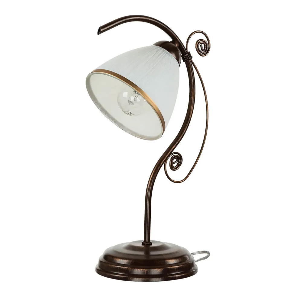 Shabby braune Tischlampe Metall 39cm Jugendstil