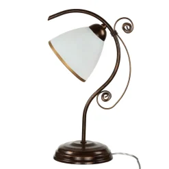 Shabby braune Tischlampe Metall 39cm Jugendstil