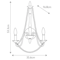 Shabby Wandleuchte Metall Holzperlen H: 53,3 cm Grau Antik