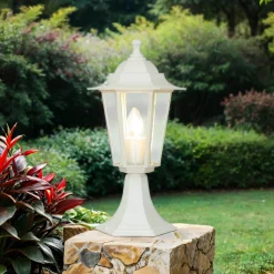 Sockel Wegeleuchte Garten PARIS Weiß IP44 rustikal