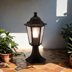 Sockel Wegeleuchte Schwarz PARIS Landhausstil E27