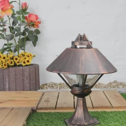 Sockellampe PRASO aus Aluminium in Schwarz-Kupfer