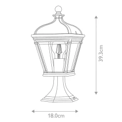 Sockelleuchte 39,3 cm IP44 Schwarz E27 Garten Weg