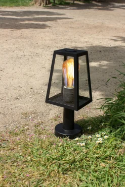 Sockelleuchte Aluminium Glas E27 IP44 H:33,8 cm Modern