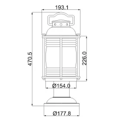 Sockelleuchte Aluminium Glas E27 IP44 47,1 cm Vintage