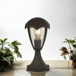 Sockelleuchte IP44 E27 30 cm Anthrazit Aluminium Modern