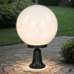 Sockelleuchte Kugel Schirm 37cm klein IP43 E27 Schwarz