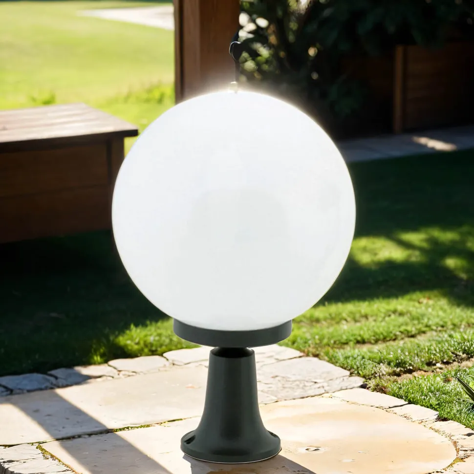 Sockelleuchte Kugel Schirm 37cm klein IP43 E27 Schwarz