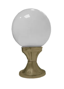 Sockelleuchte Messing Glas 32 cm hoch IP43 E27 Kugel Schirm