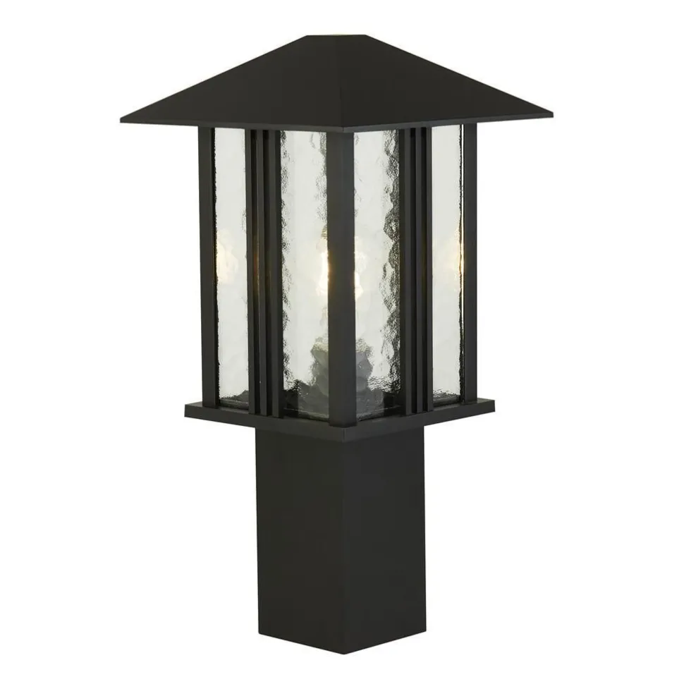 Sockelleuchte Schwarz 45 cm IP44 E27 Aluminium Glas