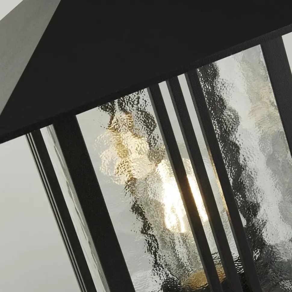 Sockelleuchte Schwarz 45 cm IP44 E27 Aluminium Glas