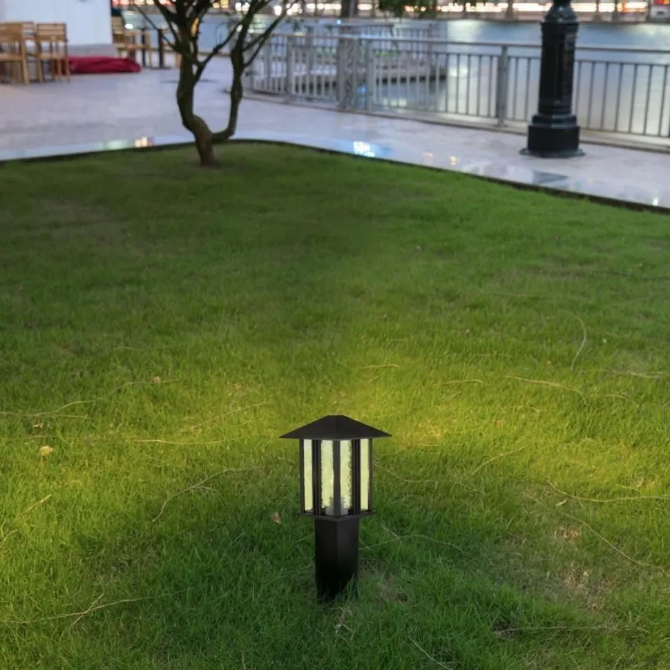 Sockelleuchte Schwarz 45 cm IP44 E27 Aluminium Glas