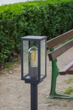 Sockelleuchte Vintage Aluminium Schwarz IP44 E27 100 cm