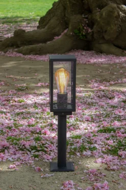 Sockelleuchte Vintage Aluminium Schwarz IP44 E27 50 cm