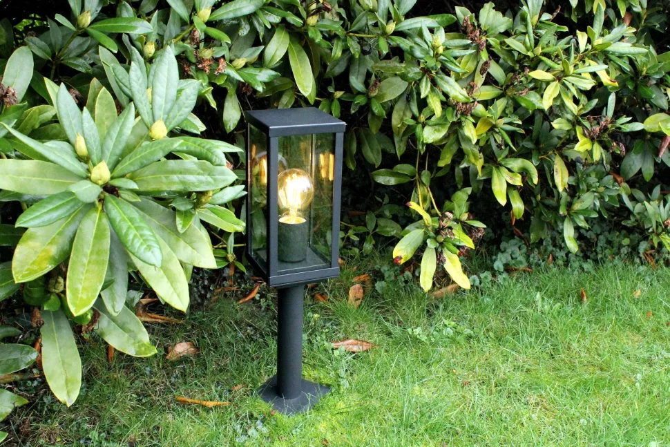 Sockelleuchte Vintage Aluminium Schwarz IP44 E27 50 cm